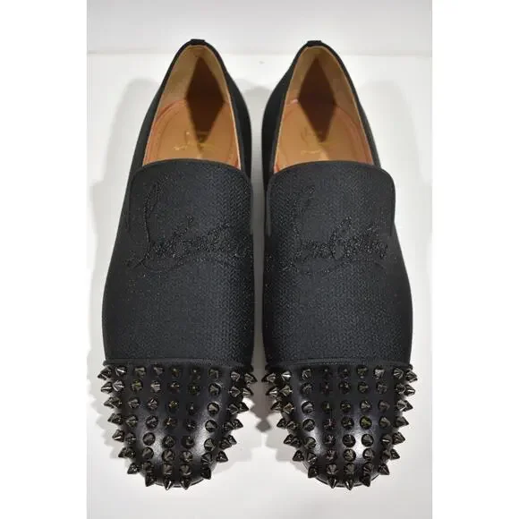 Christian Louboutin Navy Spooky Flat Black Spike Oxford Dress Loafer 42 9